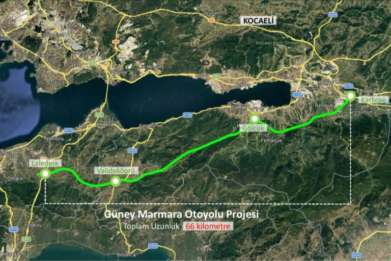 Kocaeli-Yalova Otoyolu projesine ait onaylanan imar planlarını gösteren görsel