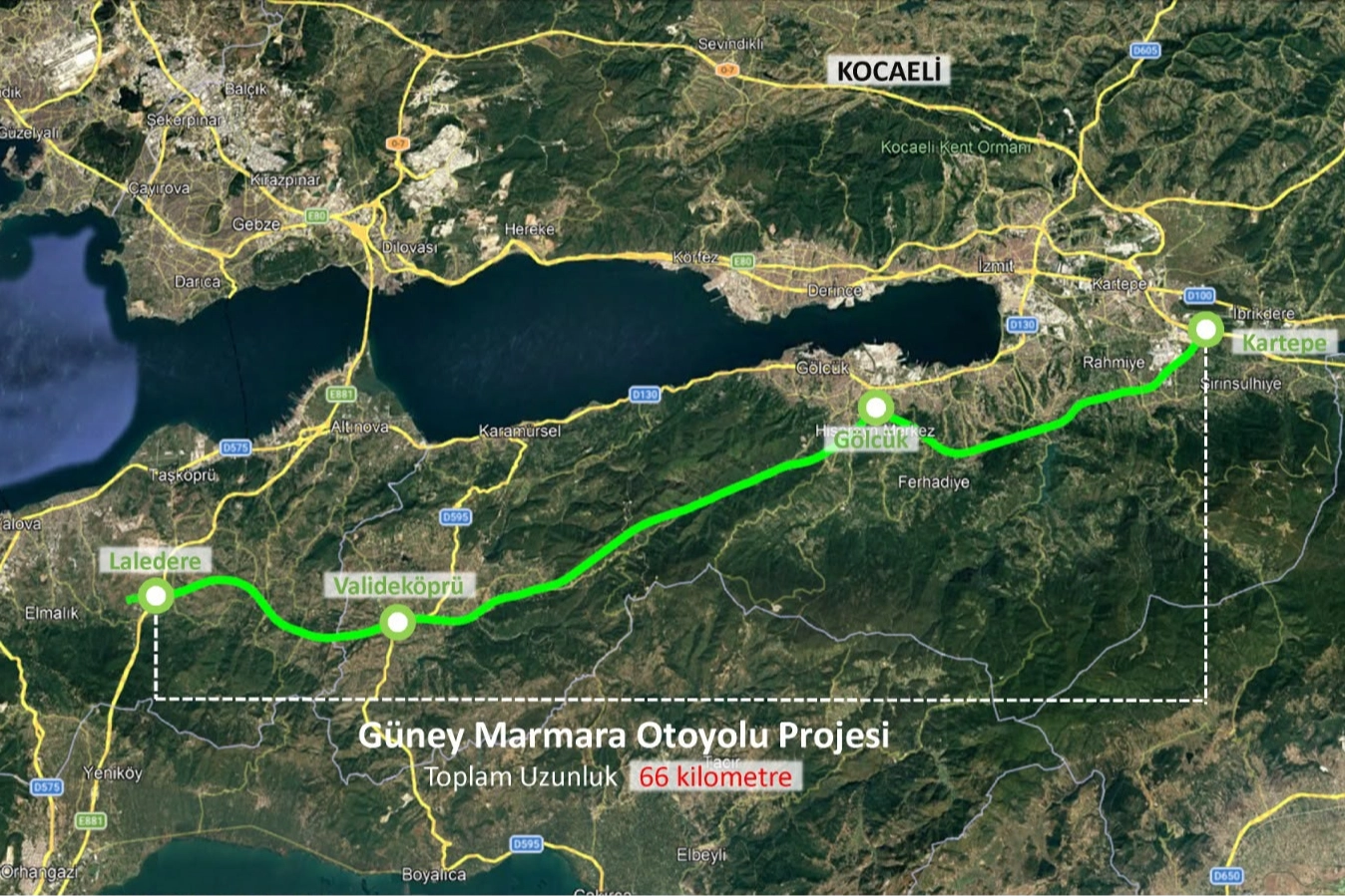 Kocaeli-Yalova Otoyolu projesine ait onaylanan imar planlarını gösteren görsel
