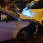 Edirne Erikli Sahili'nde park halindeki araçlara çarpan otomobilin neden olduğu kaza